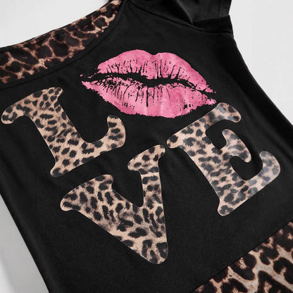 Zoë™|Off-shoulder topp för kvinnor med leopardtryck och iögonfallande statement-design