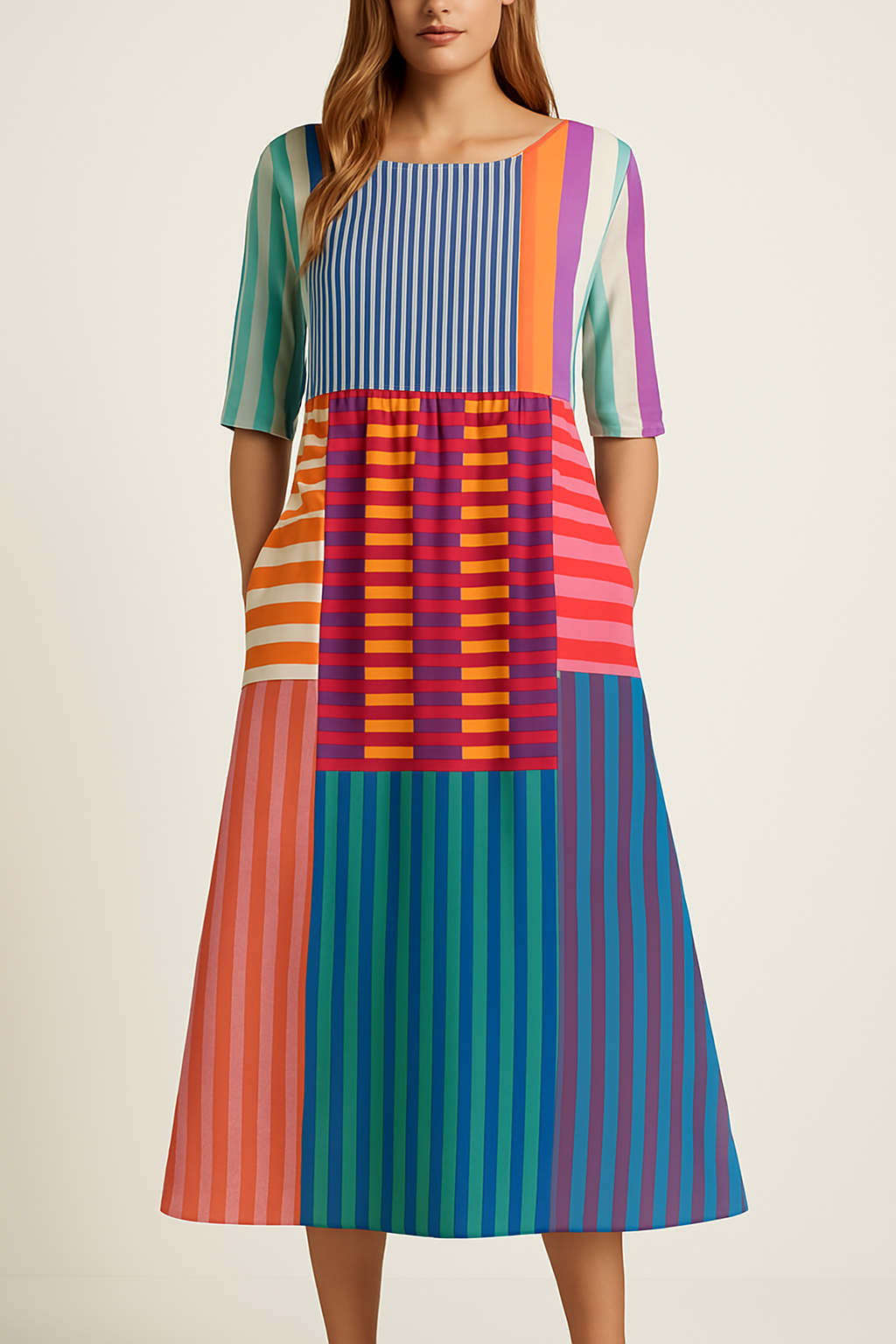 Freja™ | Artistic Colourful skjorta i ren bomull